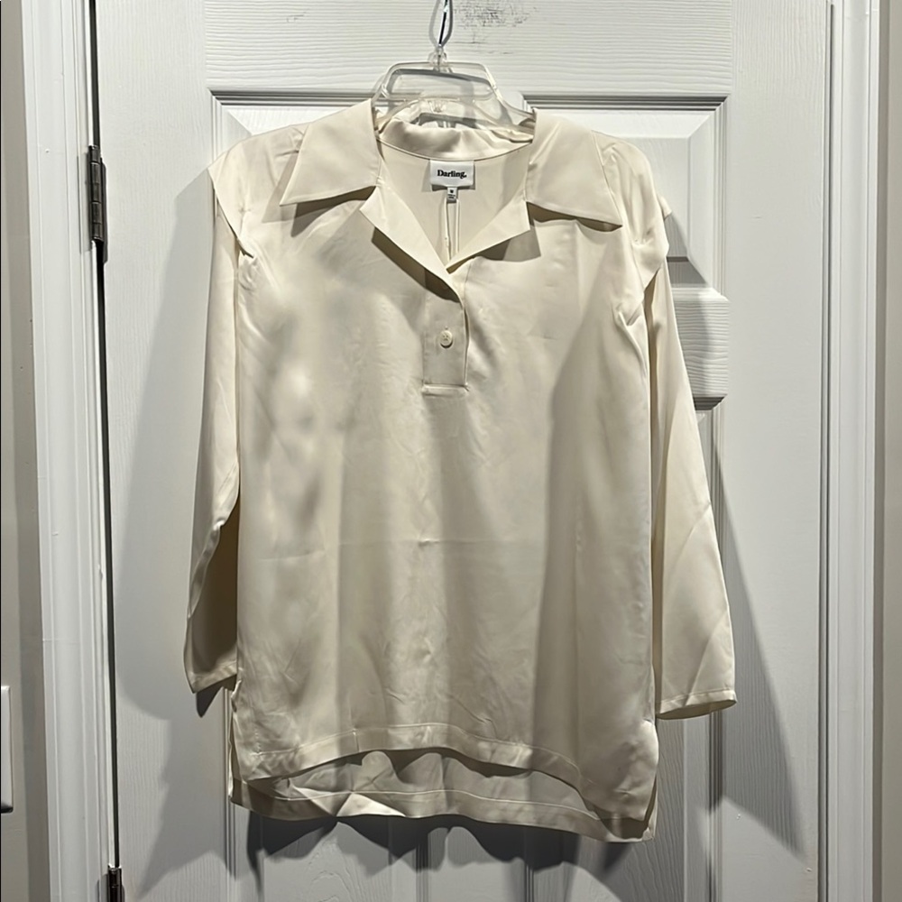 Darling Cream 3/4‎ Sleeve Relaxed Blouse